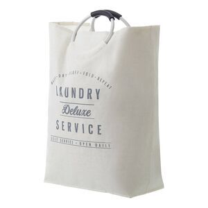 Better Homes and Gardens Laundry Canvas Tote Natural Gray Aluminum Handles NEW